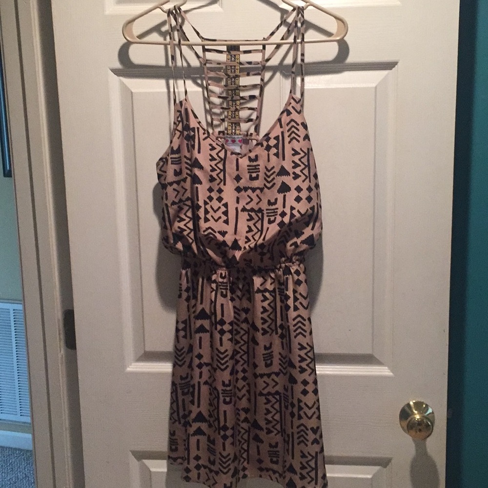 Three Pink Hearts short black and taupe sundress.